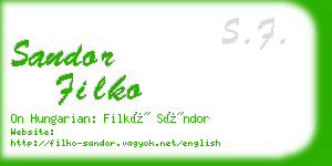 sandor filko business card